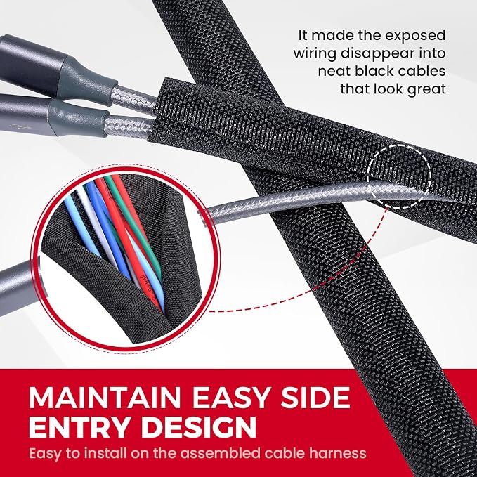 Automotive Wire Sheathing Split Wire Loom Braided Mesh Woven Cable Sleeve - Image 9