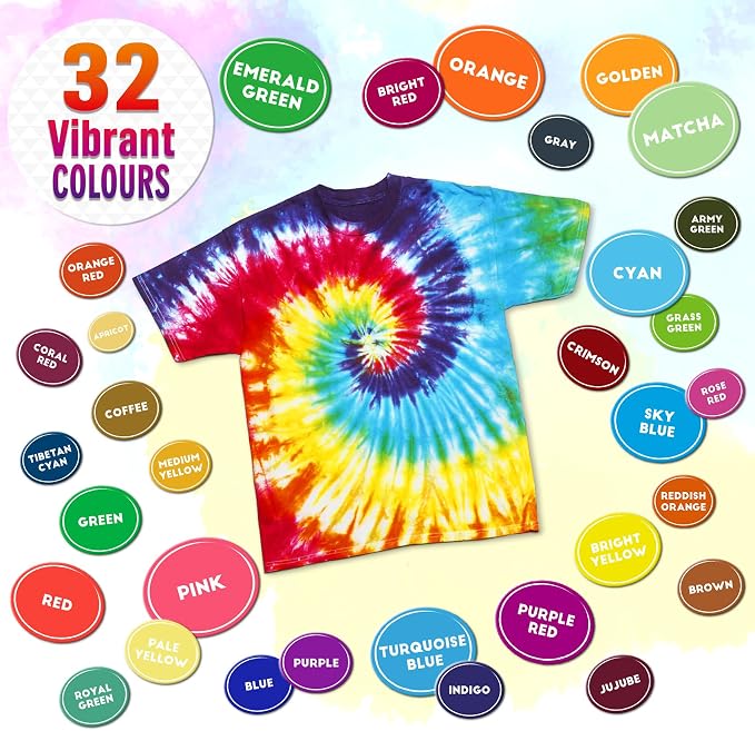 PATIFEED Tie Dye Kit for Kids and Adults, 32 Colours | 80ML Bottles, Gifts for - Image 4