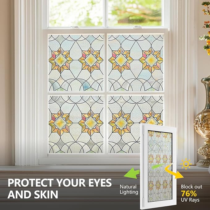 3D Stained Glass Window Film, Decorative Window Privacy Film - Image 3