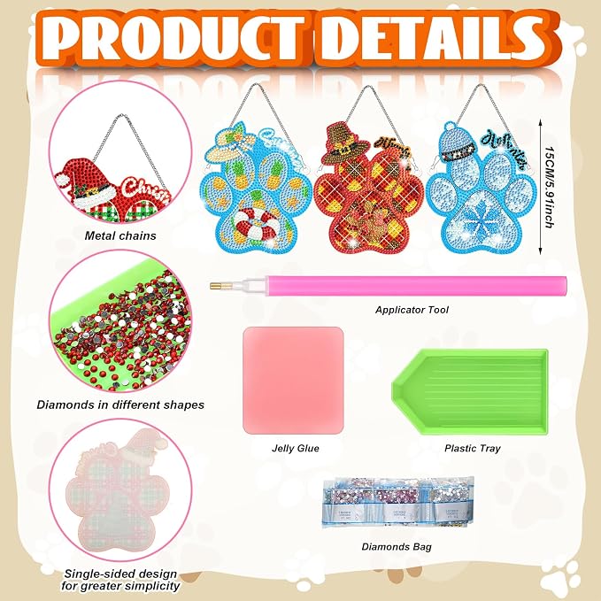 Cinnvoice 12 Pcs Summer Seasonal Diamond Art Hanging Ornament Kit - Image 2