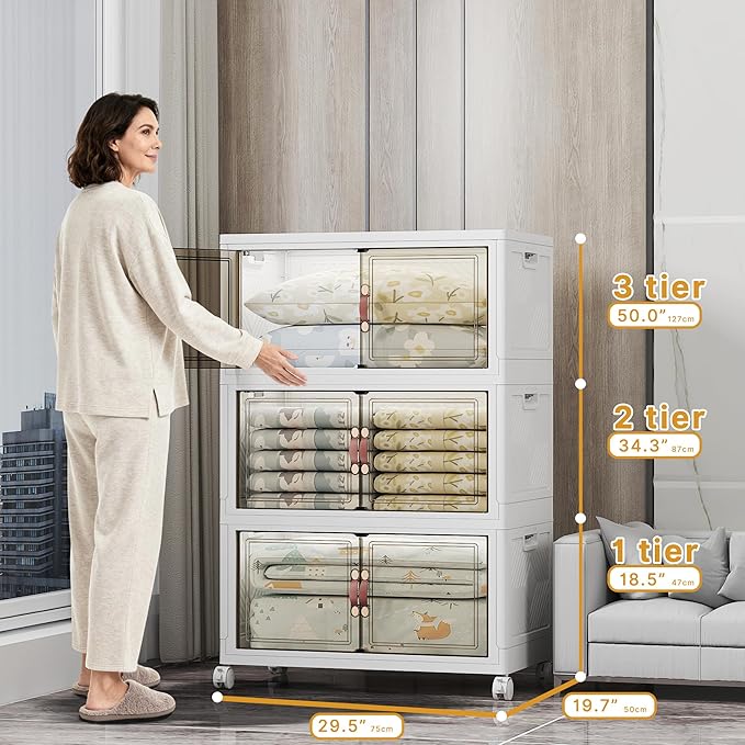 UAMFURI Stackable Storage Bins, 1050QT Collapsible Drawers - Image 3
