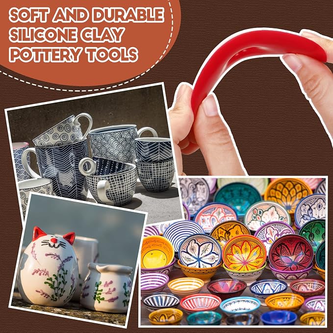 Sherr 12 Pcs Pottery Ribs for Pottery Tools and Clay Tools Soft Rubber Ribs - Image 4