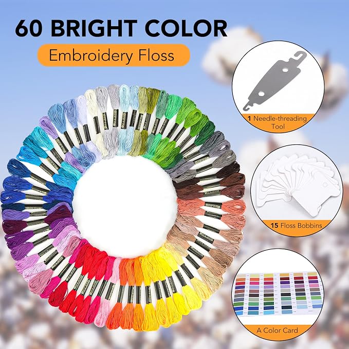 LOVIMAG Embroidery Thread Floss, 60p Colors, Sewing Kit | Friendship Bracelet - Image 3