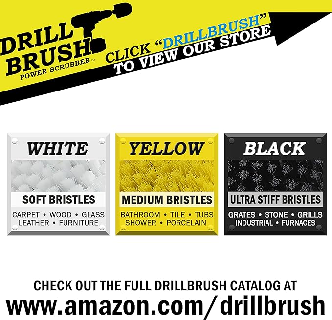 Bathroom Accessories - Cleaning Supplies - Boat Brush - Deck Scrub Brush – 7in - Medium Yellow Bristles - Variable Speed Polisher - 5/8 x 11 Threaded Hub - Tile - Shower Cleaner - Porcelain – Flooring