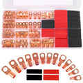 Copper Wire Lugs,Terminal Connectors,Used on AWG12 10 8 6 4 2 Cable,Heat Shrink Set,Bare Copper Eyelets,Ring Terminals Connectors,85Pcs Battery Cable Lugs Ends and 110Pcs Heat Shrink Tubing (195PCS)