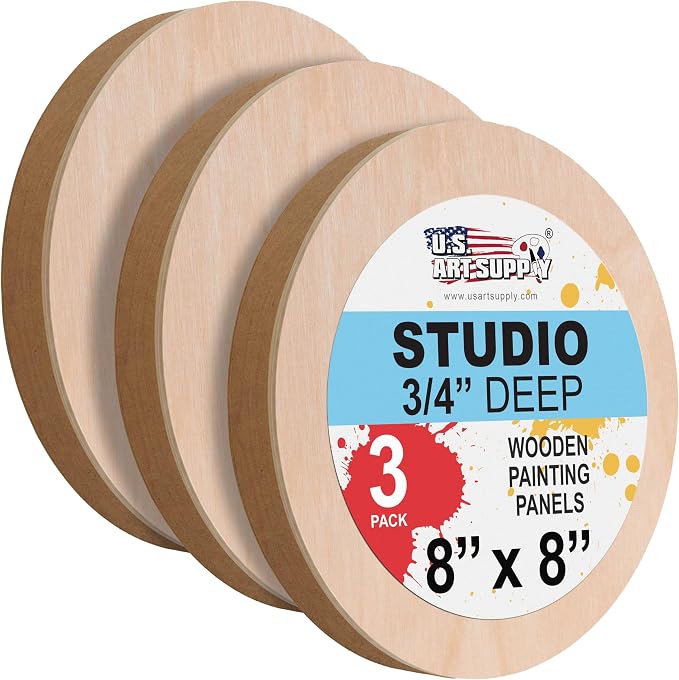 U.S. Art Supply 8" Unfinished Round Birch Wood Panels by USArtSupply