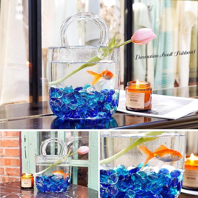 5LB Blue Mix Flat Glass Marbles - Image 3