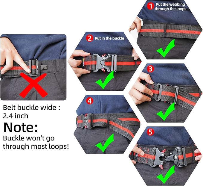 MELOTOUGH 2" Nylon Web Work Belt with Heavy Duty Quick Release Rugged Metal Buckle outdoor men's belt
