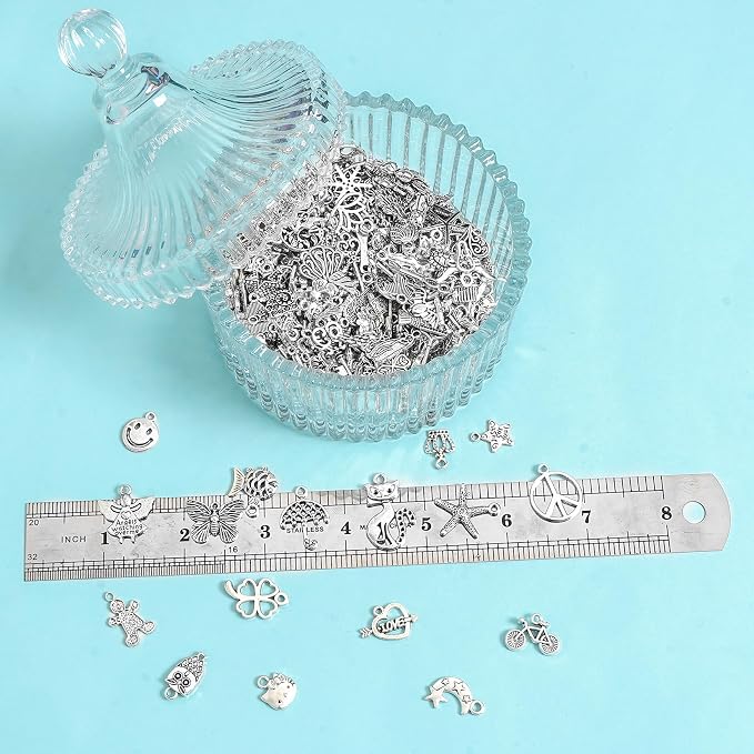 Crweety 460 Pcs Silver Charms for Jewelry Making - Image 2