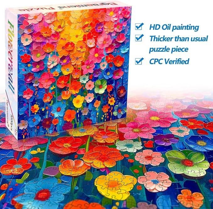 Jigsaw Puzzles for Adults 1000 Pieces, Colorful Flower Wall Puzzles for Adults - Image 2