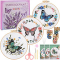 3 Sets Butterfly Flower Embroidery Kit by Uniartfy
