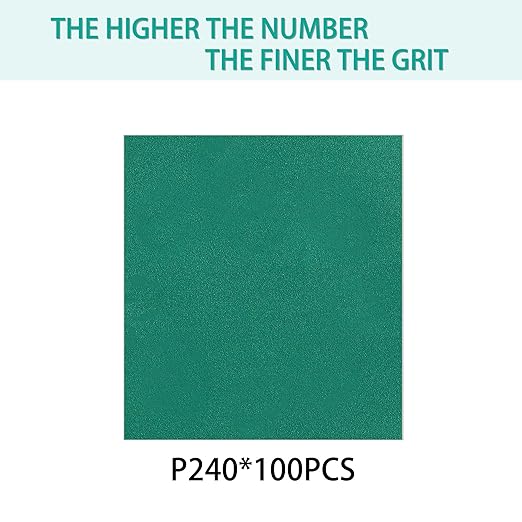 100PCS 240 Grit Premium Green Sanding Discs, 5-Inch 8-Hole Sandpaper for Random Orbital Sander