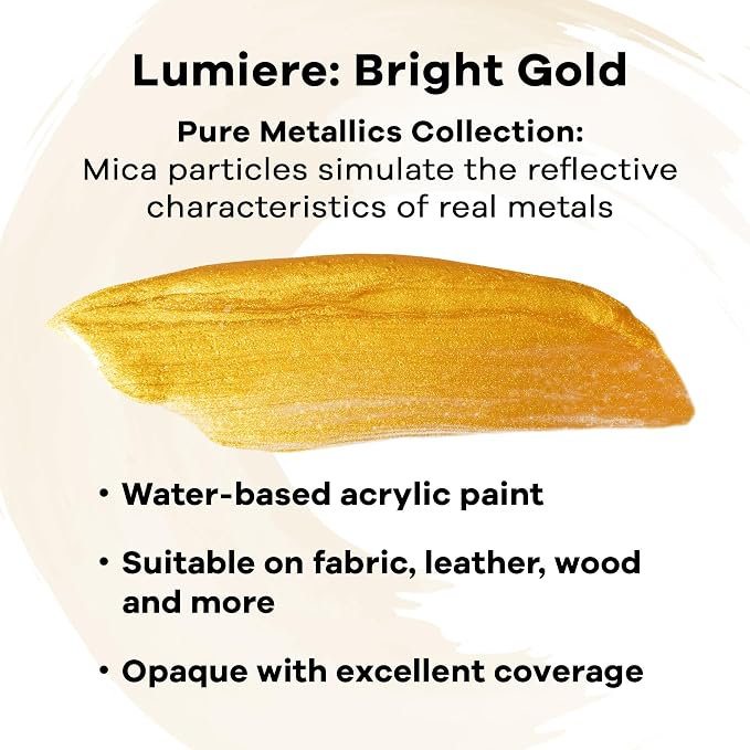 Jacquard Lumiere 2.25oz Fabric Paint Bright Gold - Image 2