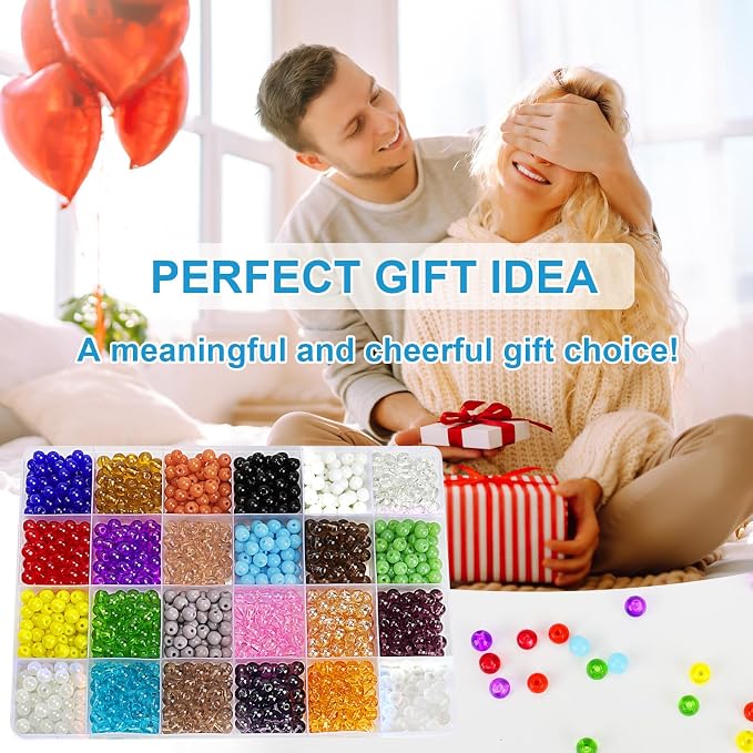XSEINO About 1200PCS 6mm Original Color Glass Beads Bracelet Making Kit - Image 7