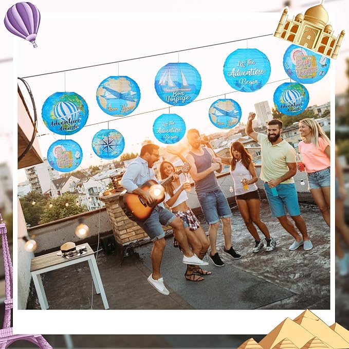 Panelee 12 Pcs Travel Around The World Paper Lanterns Party Decorations 8 Inch - Image 7