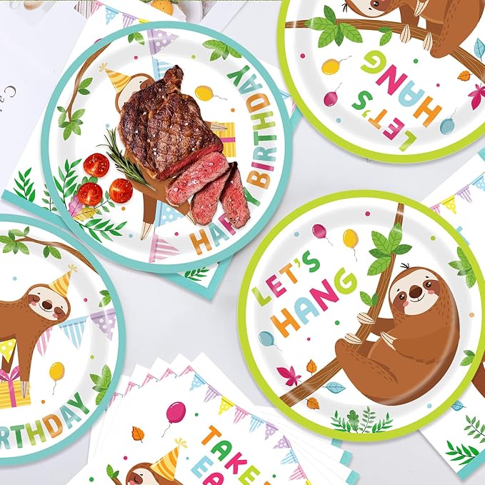 40Pcs Sloth Birthday Party Decorations Supplies Set - Image 5