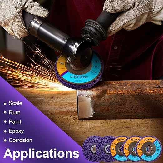 5 Pack Strip Discs Stripping Wheel for Angle Grinder, 4-1/2" x 7/8" Rust Remover Discs, Clean and Remove Paint Coating Rust Welds Oxidation(Purple)