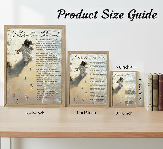 YOXORDQ Wood Framed-Footprints in the Sand Poetry Canvas Wall Art 8x10in | - Image 6