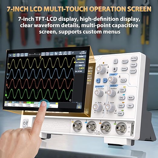 Digital Oscilloscope ADS804A 70 MHz Bandwidth OWON 4 Channel Oscilloscope with 12bits Vertical Resolution and 700,000 Wfms/s Waveform Capture Rate Oscillograph