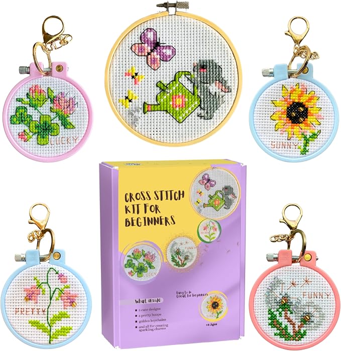 IDDI Embroidery Kit Beginner DIY Keychain Kit, Easy Cross Stitch Kits by Unknown
