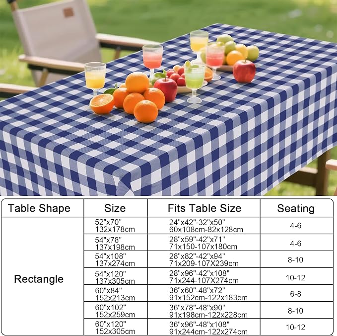 Smiry Rectangle Table Cloth, Waterproof Vinyl Tablecloth - Image 7