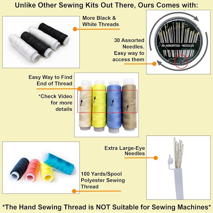 VelloStar Sewing Kit for Adults – Easy to Use Needle and Thread Kit, 24 Color - Image 7