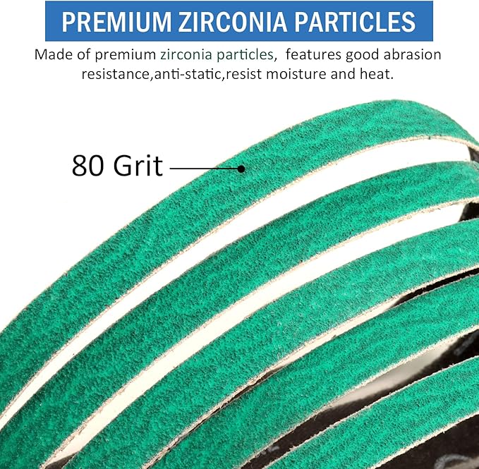 3/8" x 13" Sanding Belts for Air Belt Sander, 20 Pack 80 Grit Zirconia Sanding Belts for Belt Sander 3/8 inch x 13 inch(10 x 330mm)