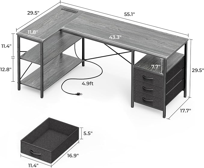 Huuger L Shaped Office Desk - Image 3