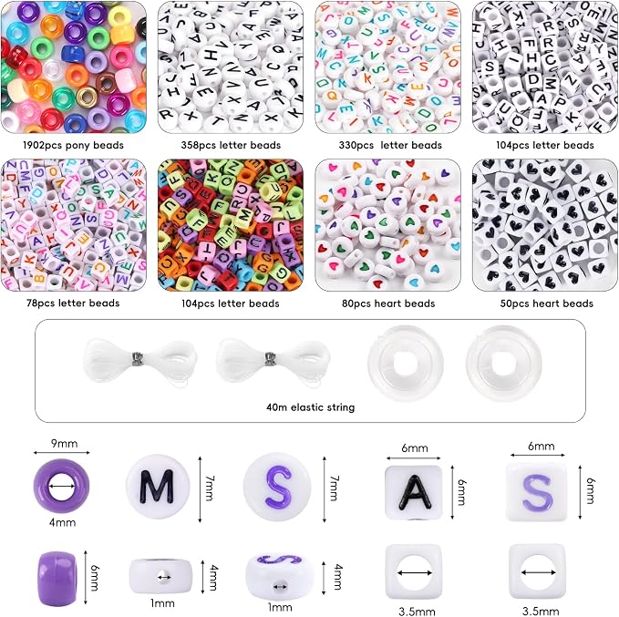 QUEFE 72 Colors 3000pcs Pony Beads Bracelet Making Kit - Image 2