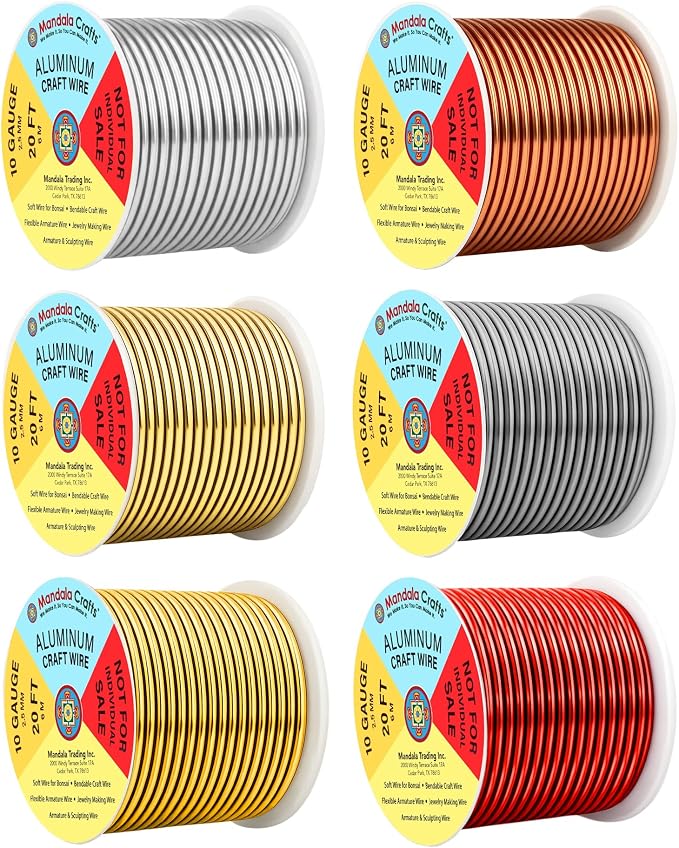 Mandala Crafts 10 GA Gray Copper Red Assorted Anodized Aluminum Craft Wire | by MandalaCrafts