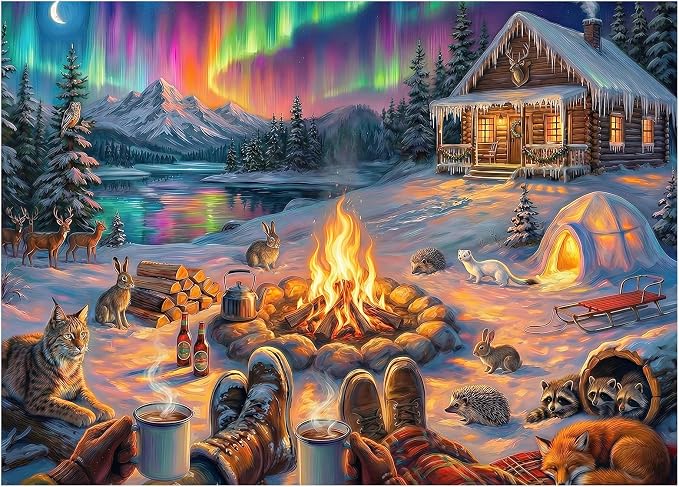 Aurora Winter Cabin Puzzles for Adults 1000 Pieces, Impossible Hard Challenging by FLYHOUR
