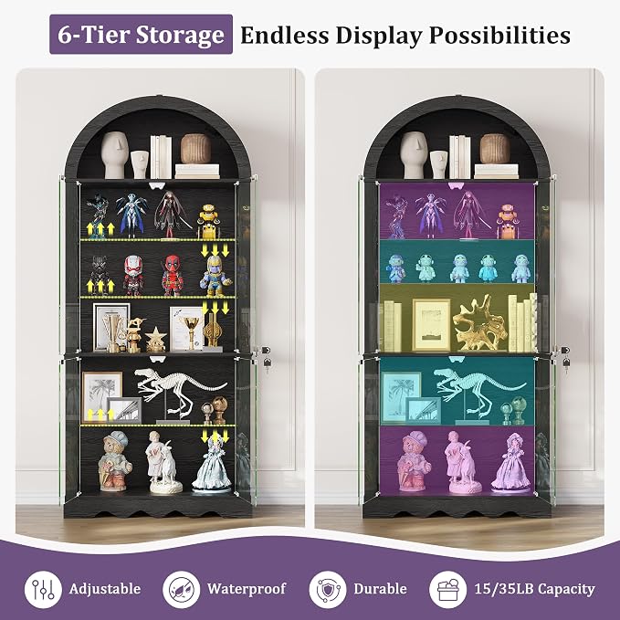 6-Tier Arched Glass Display Cabinet - Image 5