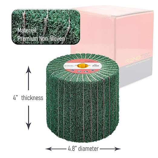 120x100mm Non-Woven Abrasive Flap Wire Drawing Polishing Burnishing Wheel for The Surface Treatment of Metal Products (240 GRIT with Sandpaper)