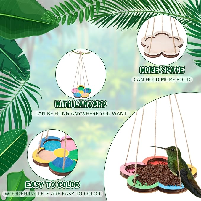 DoubleFill 48 Pcs Thickened Wood Bird Feeder Craft Kits - Image 3