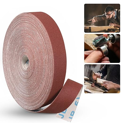 Emery Cloth Roll,240 Grit Continuous Sandpaper Roll 1" x 88 Feet Sandpaper Roll for Wood Furniture Finishing Metal Sanding Automotive Polishing