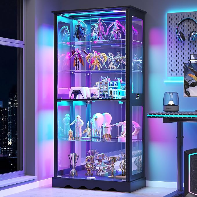Dystler Display Cabinet with Glass Doors, RGB Lights - Image 9