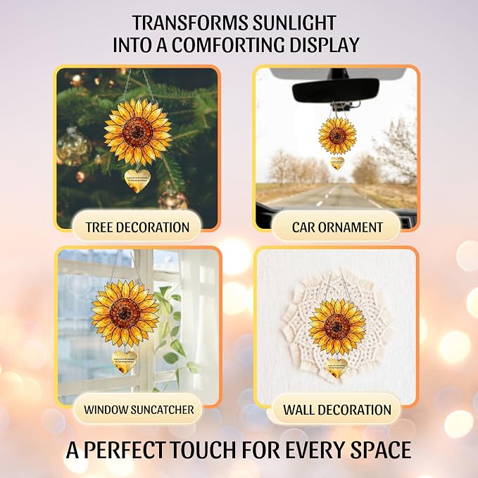 Sunflower Suncatcher Ornament – Acrylic Sunflower Window Hanging Decoration - Image 6