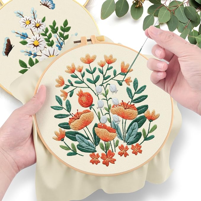 ERKOON 5 Sets Embroidery Kit for Beginners, Butterfly Cross Stitch Set for - Image 5