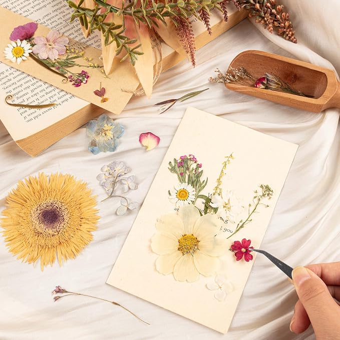 140pcs Dried Pressed Flowers Bulk, Natural Fall Pressed Dried Flowers - Image 7