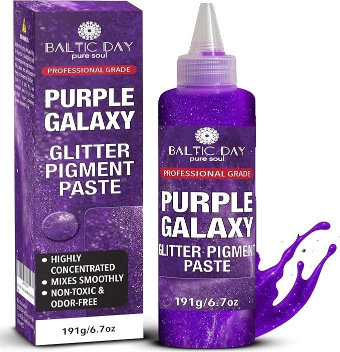 Purple Galaxy Glitter Epoxy Pigment Paste XL – Ultra-Concentrated Resin Colorant by BALTICDAYpuresoul