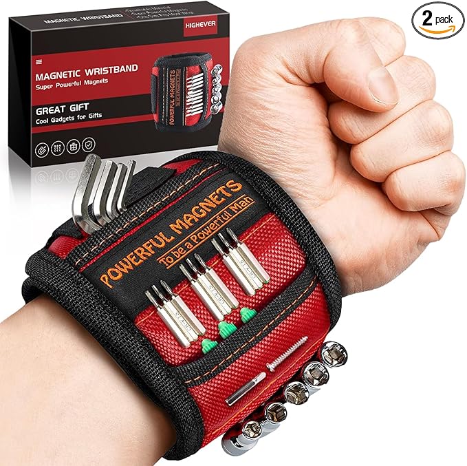 Stocking Stuffers for Men Women Gifts Magnetic Wristband: 2 Pack Men Gifts Tool Belt Magnet Wrist for Holding Screws Nails Christmas Gadget for Dad Adults Him Husband Who Have Everything Wants Nothing