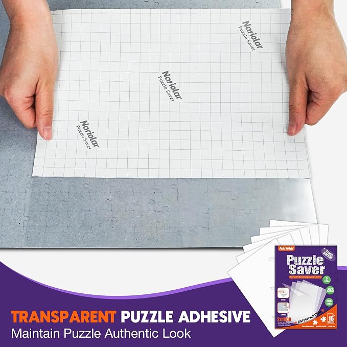 Nariolar Ultra-Adhesion Transparent Puzzle Glue Sheets, 16 Puzzle Saver Sheets - Image 2