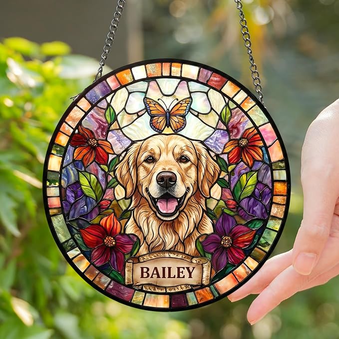Personalized Dog Stain Glass Suncatcher, Pet Portrait Hanging Gifts, Dog - Image 4