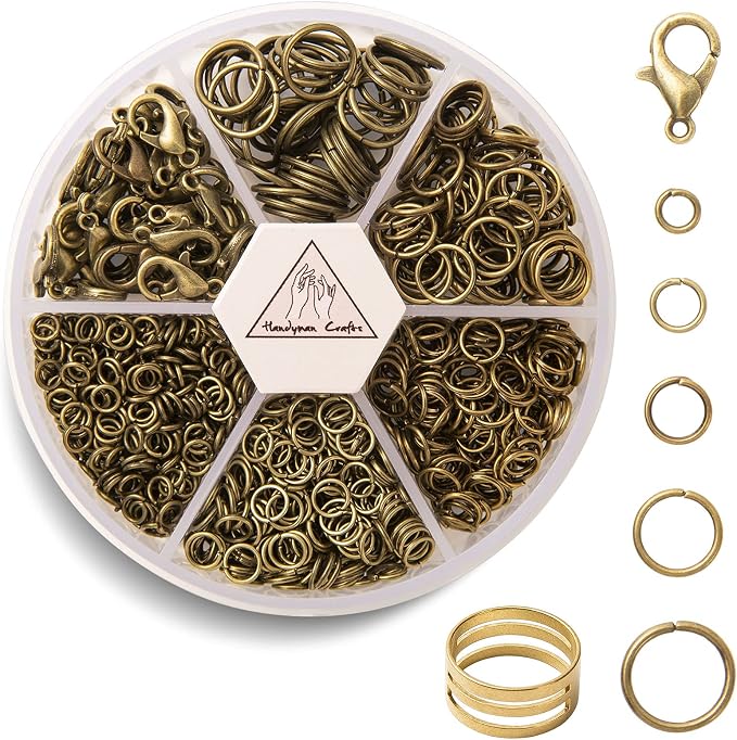 Handyman Crafts Jump Rings Kit With1000PCS Open Jump Rings 40PCS 12mm Lobster by HandymanCrafts