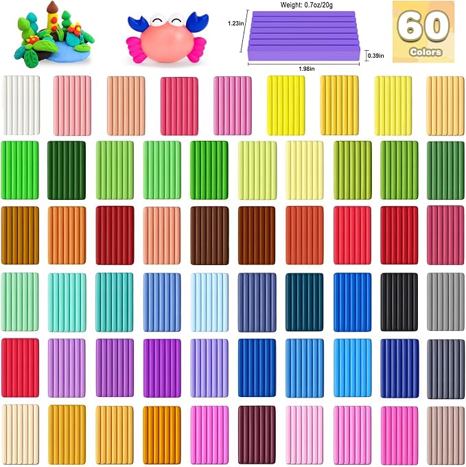 Ixiaoyoo 60 Colors Polymer Clay, Oven Bake DIY Modeling Clay - Image 2