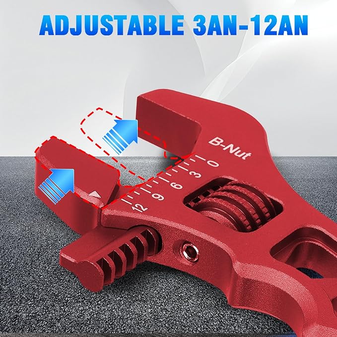 AN Hose Fitting Adjustable Wrench 3AN-12AN Lightweight Aluminum (Red)