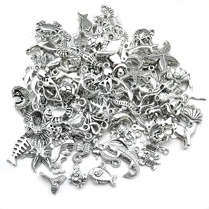Youdiyla 100pcs Summer Beach Charms Collection, Bulk Marine Sea Animal Life - Image 5