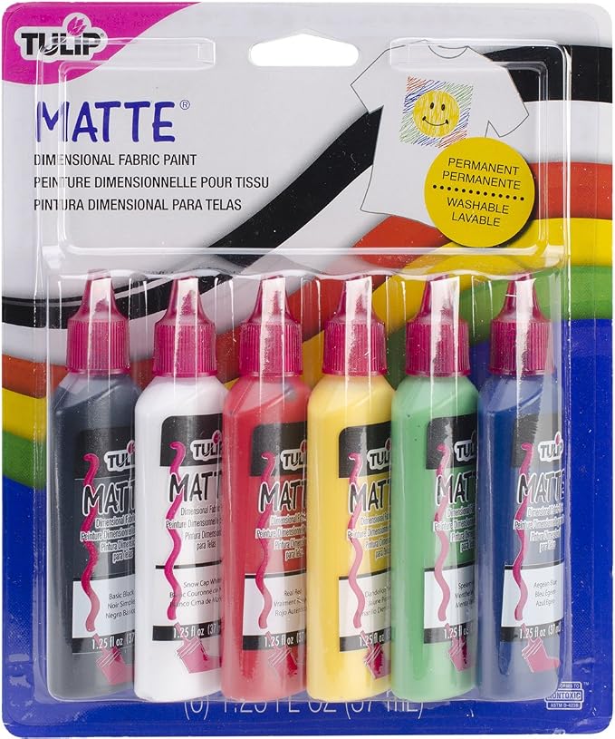 Tulip Puff Paint Matte Colors 6-pack, Nontoxic & Waterproof Craft Paint by Tulip