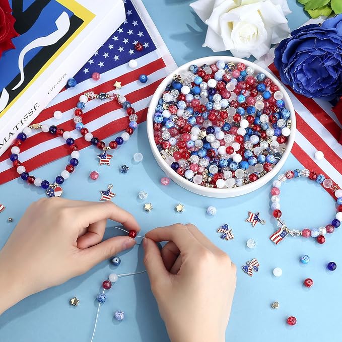 DUQGUHO Red White and Blue Glass Beads - Image 2