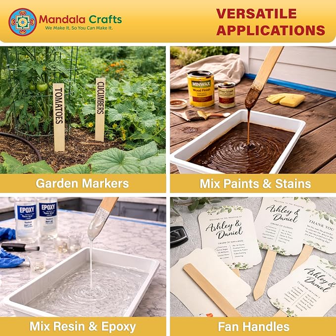 Mandala Crafts 10 Inch Wooden Sticks Paint Stirrers - Image 4